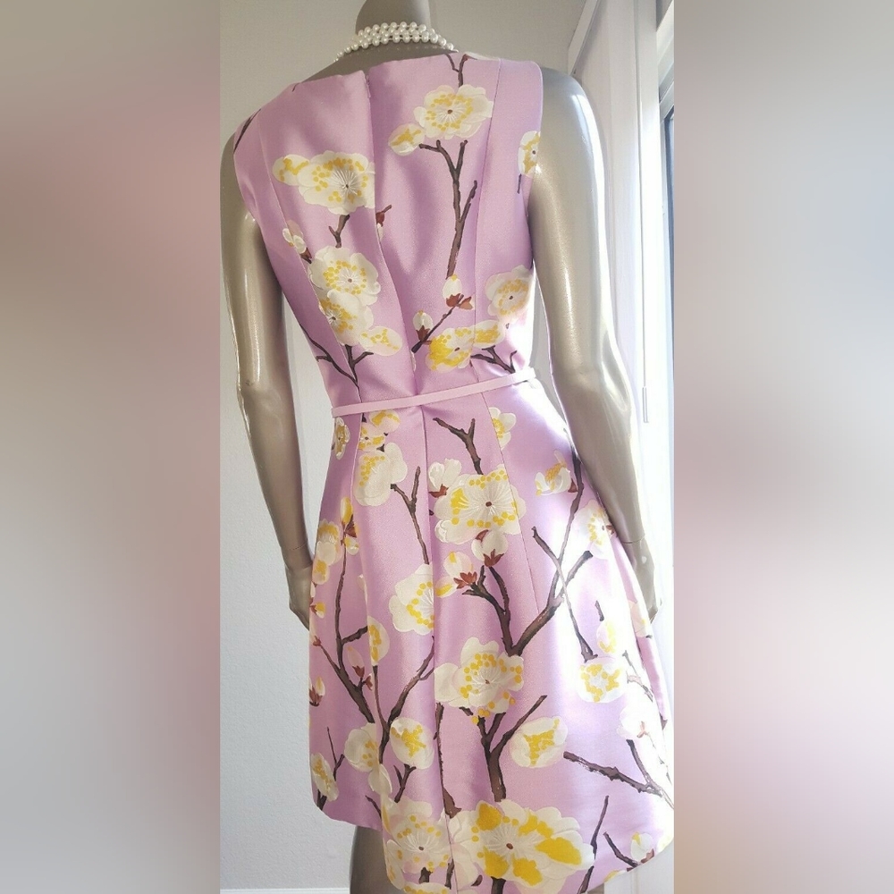 SOLD$2,590 OSCAR DE LA RENTA STUNNING CHERRY BLOSSOM SILK WOOL DRESS US 4 - Picture 12 of 16